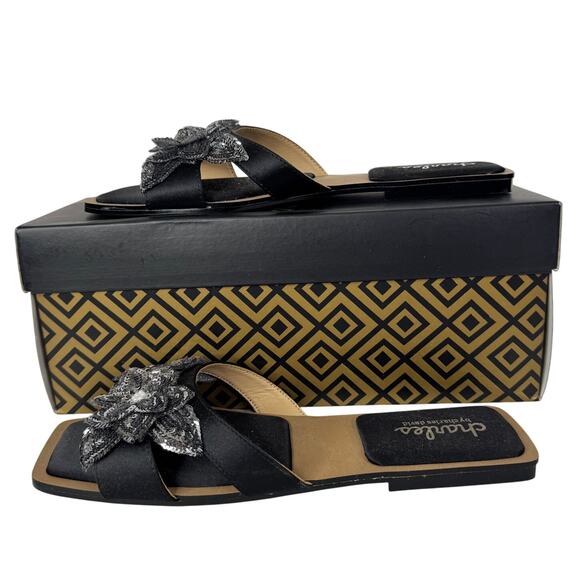 Charles By Charles David Shoes - Charles David Ordly Slide Sandal Sparkling Sequins Floral Appliqués Size 8.5